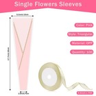 Pink Single Rose Sleeves Ribbons Bouquets Plastic Bags Florist Supplies 100 Pcs