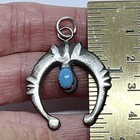 Navajo Naja Turquoise Pendant 1 5in Sterling Matte Dark Cy Charm Native Small