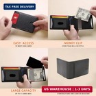 Men s Carbon Fiber Leather Slim Wallet Money Clip Rfid Flip Card Holder Gift New