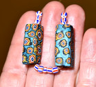 Antique Venetian Aqua Blue Square Millefiori Old Production Beads  African Trade