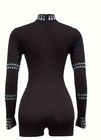 Black One-piece Rhinestone Embellished Shorts Jumper
