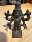 Antique Vintage Indian Bronze Sculpture Of Hindu Deity Narayana Vishnu 4 h X 2 