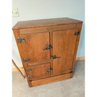 Antique Oak Wood Icebox Cabinet 3 Door Vintage Refrigerator Farmhouse Storage