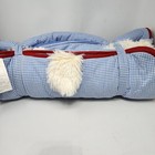Pottery Barn Kid Puppy Dog Shaggy Head Blue Gingham Checked Sleeping Bag Andrew