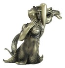 Nautical Aged Bronze Resin Seductive Mermaid Siren With Fishnets Figurine 7 l
