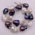 Huge Natural White Black South Sea Reborn Baroque Keshi Pearl Necklace 14-36 In
