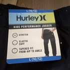 Hurley Boys Jogger Pants L  10 12  Black Stretch Elastic Cuff Tapered Fit
