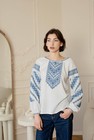 Women s Ukrainian Blue Embroidered Vyshyvanka Cotton Folk Boho Blouse