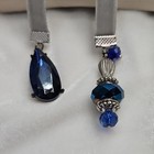 Handmade Gray Velvet Ribbon Blue Silver Beaded Bookmark Charm Diy Book Mark Gift