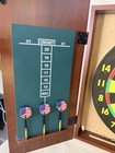 Wood Dartboard Cabinet Set W  6 Darts Scoreboards Cricket Game Room