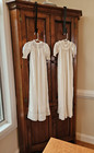 Lot 2 Antique Victorian Handmade Ivory Cotton Lace Infant Long Christening Gowns