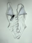 Ta3 Hi Cut Plungey One Piece Swimsuit White Swim Size Large L Short New