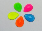 100 Neon Color Flatback Acrylic Teardrop Rhinestone Gems No Hole 10x14mm