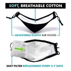 Face Nose Mask Unisex Washable Reusable Soft Double Layer Cotton   12 Filters