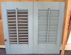 Vtg Wood Shutters 20   w X 19    T Accordion-style Painted Slate Gray Blue Louvres