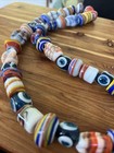 Vintage Trade Beads Loose Beads White Blue  24inch Strand 0 5-1inch