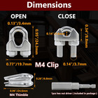 12pcs M4 5 32 Inches Stainless Steel Wire Rope Clips Cable Clamp 6pcs Thimbles