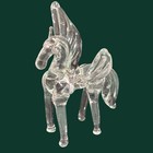 Vintage Pegasus Blown Glass Figurine Clear Iridescent Winged Horse