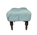 Vintage Tufted  Wooden Legs  Foot Stool Ottoman