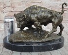 American Buffalo Bison Western Artwork Bronze Marble Statue Sculpture Art Figure