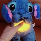 Kawaii Stitch Plush Sleep Doll Calm Music Lights Breathing Effect Kids Gift Toy
