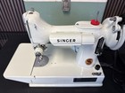 Singer 1964 White Featherweight 221k Sewing Machine Case    Accessories Working
