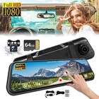 10  1080p Dual Dash Cam Car Rear Mirror View Backup Dual Camera Night Vision Ips