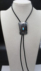 Vintage Native American Navajo Ornate Blue Turquoise Sterling Silver Bolo Tie
