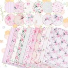 12 Pieces Floral Cotton Fabric Bundle  18 X 22 Inch Pink Rose Flower Quilting Sq