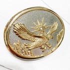 Bald Eagle Belt Buckle Silver Gold W Rhinestone Vintage 80s Fits 1 75  Belt