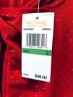 Nwt Michael Kors Crimson Short Sleeve Gold Studded Womens Blouse Size Large