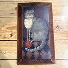 Vintage Wooden Cat Folk Art Wall Art Primitive Cat Decor
