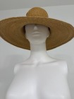 Vintage 80s Patricia Underwood Natural Straw Wide Brim Hat M W Seam Splitting