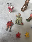 Vintage Lot Of 9 Lead Metal Toy Figures Skier Laborers Sledding Skating Military