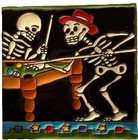 Talavera Tiles Playing Pool Day Of The Dead Folk Art Handmade Mexican Pottery 6   