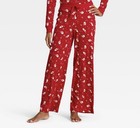 Christmas Santa Lounge Pants Wide Leg Drawstring Soft Red 100  Cotton Wondershop