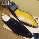 Men Oxford Shoes Lace Up Formal Dress Casual Shoes Suede Leather Shoes