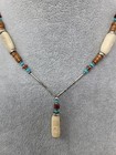 Vintage Southwestern Sterling Silver Turquoise Coral Choker Necklace