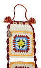Granny Square Tapestry          3 Pocket Wall Hanging Boho Woven Bell Pull Acrylic 