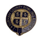 Vintage Brass Enamel Durham County Bowling Association Badge Pin Blazer Uniform