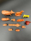 Vintage Lot Of Brown Plastic Playset Toy Farm Animals Marx  Mpc 