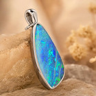 Blue Australian Doublet Fire Opal Pendant  925 Sterling Silver Bridal Jewelry