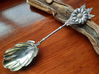 Sterling Aesthetic Applied Sunflower Serving Spoon W Scalloped Engraved Bowl