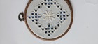 Hardanger Small Circular Hoop Norwegian Embroidery Cut Work White On Blue Heart 