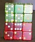 12 Dice 6 Cherry Red 6 Apple Green Bakelite Translucent 5 8 Inch Vintage