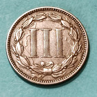 1865 Three 3 Cent Nickel - Heavy Rotated Dies Clash - Obverse And Reverse