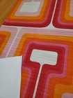 Awesome Rare Vintage Mid Century Retro 70s Pink Org Geometric Wave Fabric  Look