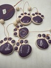 Vintage Wind Chimes Cat Paw Prints Pottery Purple Hand Made In Peru