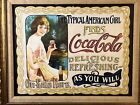 Framed Coca Cola Artwork Oil Canvas Advertisement Typical American Girl