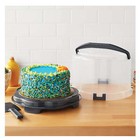 Round Plastic Cake And Cupcake Carrier  Clear With Gray Handle